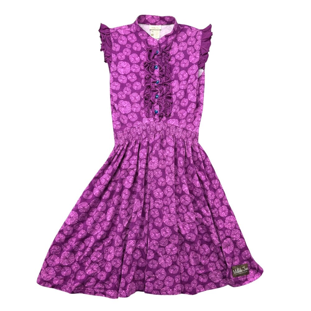 Matilda Jane Dress Women's Small Purple Sleeveless Floral Button Front Formal